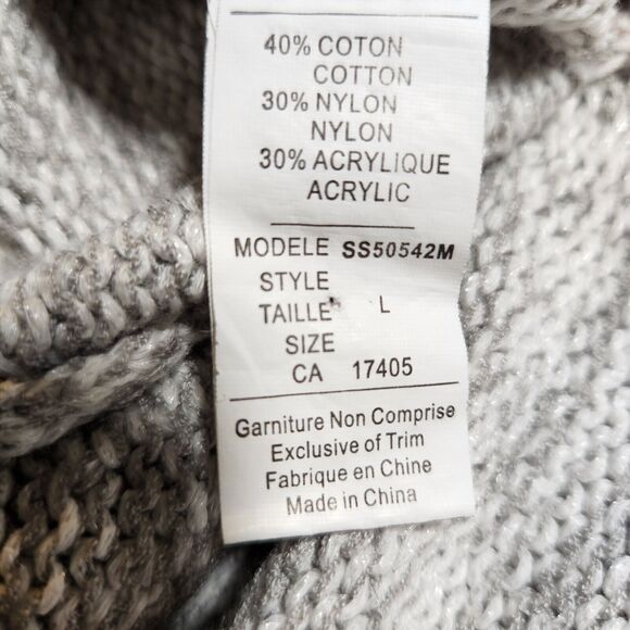 Conrad‎ C Large $60 Cotton Blend Cable Knit Gray Heather Bolero Shrug Sweater - Picture 6 of 9